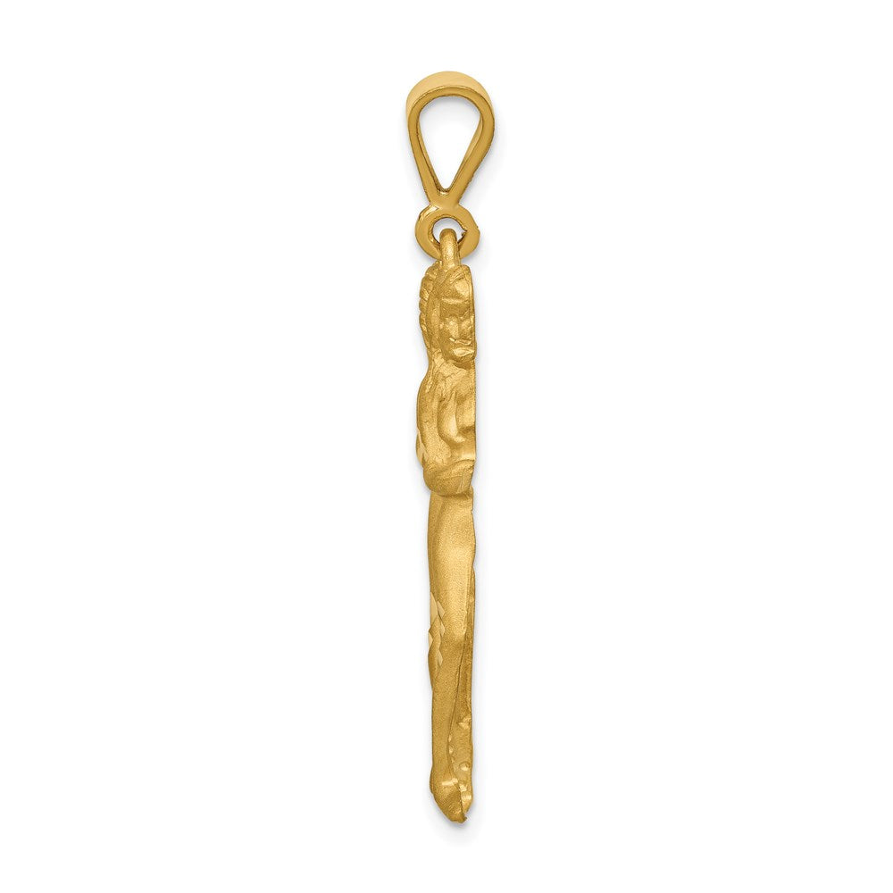 Gold Extra Large Satin Diamond-cut Gemini Twin Zodiac Charm Model-C466 - Charlie & Co. Jewelry