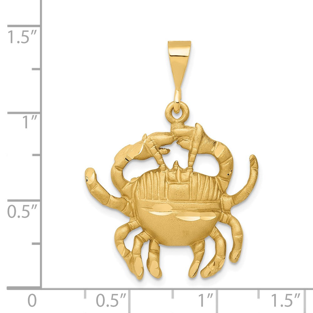 Gold large Satin Diamond-cut Cancer Zodiac Charm Model-C467 - Charlie & Co. Jewelry