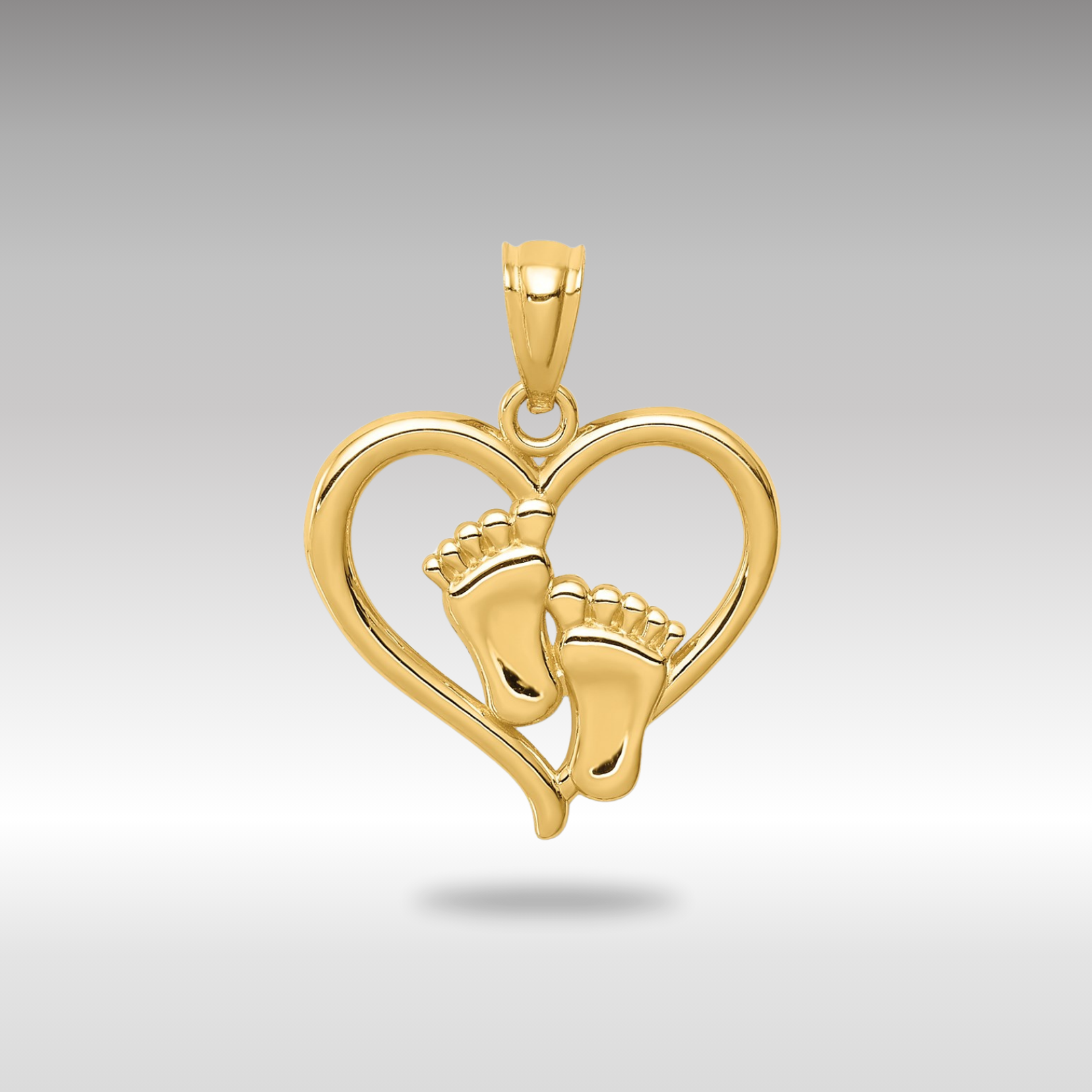 Gold Baby Feet in a Heart Pendant Necklace - Model C4671 - Charlie & Co. Jewelry