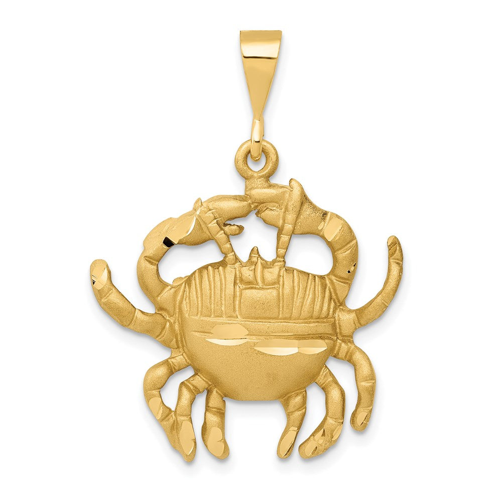 Gold large Satin Diamond-cut Cancer Zodiac Charm Model-C467 - Charlie & Co. Jewelry