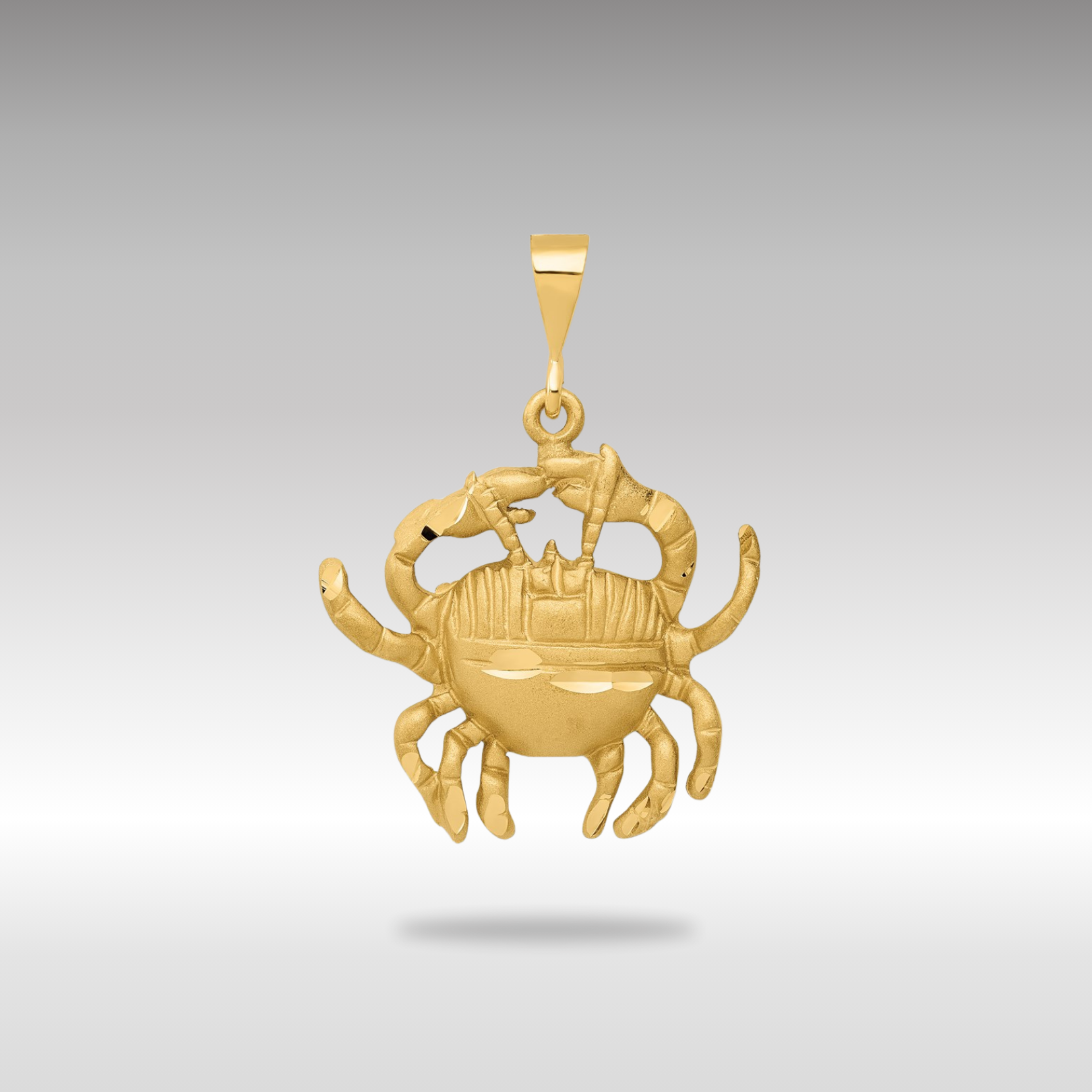 Gold large Satin Diamond-cut Cancer Zodiac Charm Model-C467 - Charlie & Co. Jewelry