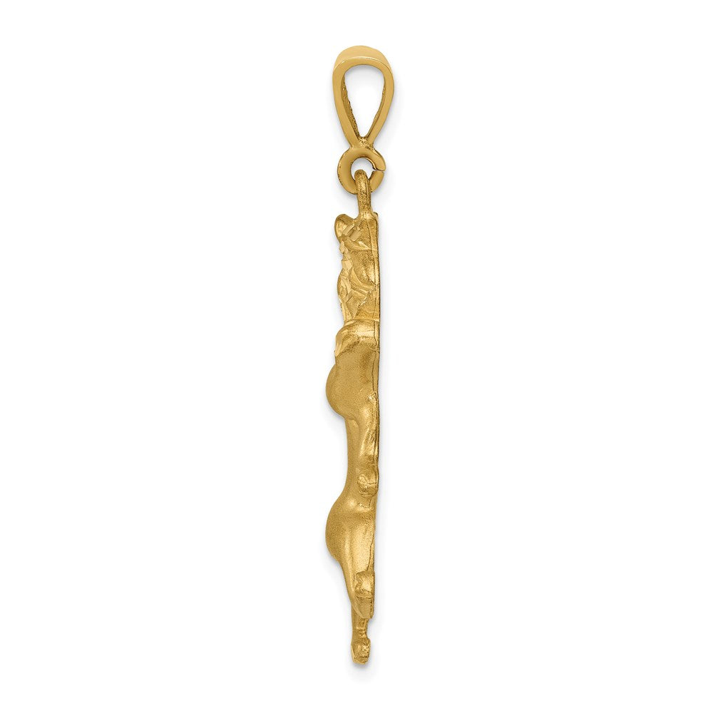 Gold Extra Large Satin Diamond-cut Leo Lion Zodiac Charm Model-C468 - Charlie & Co. Jewelry