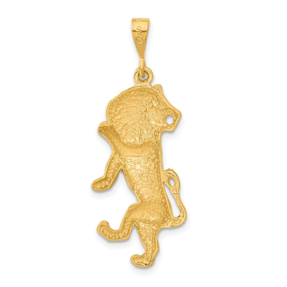 Gold Extra Large Satin Diamond-cut Leo Lion Zodiac Charm Model-C468 - Charlie & Co. Jewelry