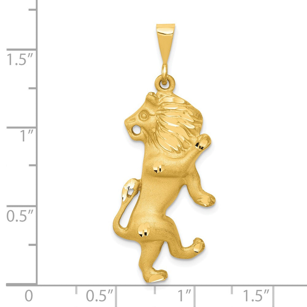 Gold Extra Large Satin Diamond-cut Leo Lion Zodiac Charm Model-C468 - Charlie & Co. Jewelry
