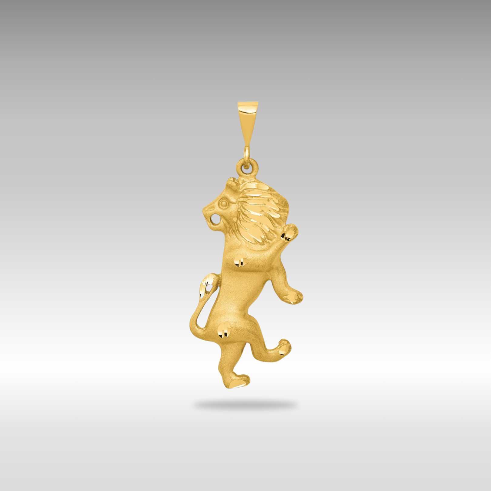 Gold Extra Large Satin Diamond-cut Leo Lion Zodiac Charm Model-C468 - Charlie & Co. Jewelry