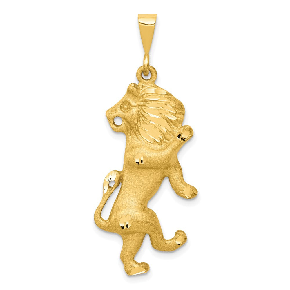 Gold Extra Large Satin Diamond-cut Leo Lion Zodiac Charm Model-C468 - Charlie & Co. Jewelry