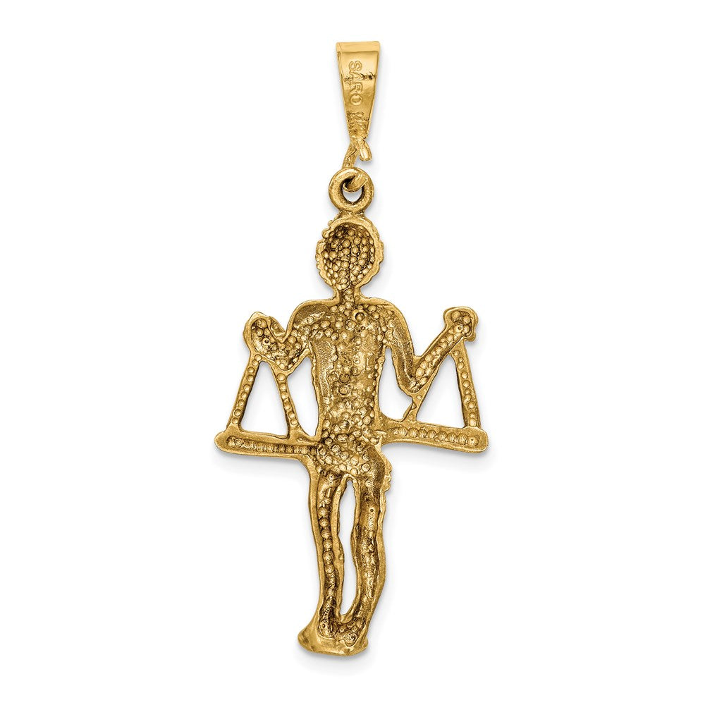 Gold Extra Large Satin Diamond-cut Libra Scales Zodiac Charm Model-C470 - Charlie & Co. Jewelry