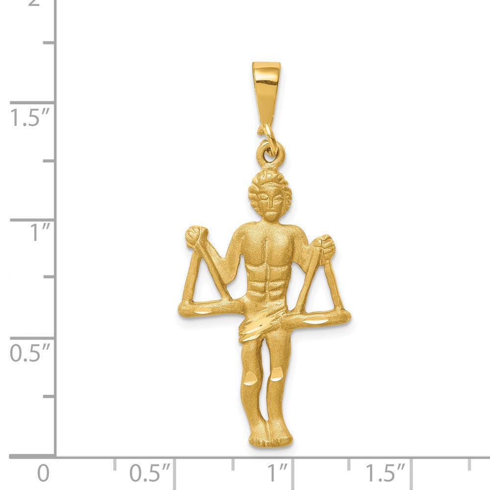 Gold Extra Large Satin Diamond-cut Libra Scales Zodiac Charm Model-C470 - Charlie & Co. Jewelry
