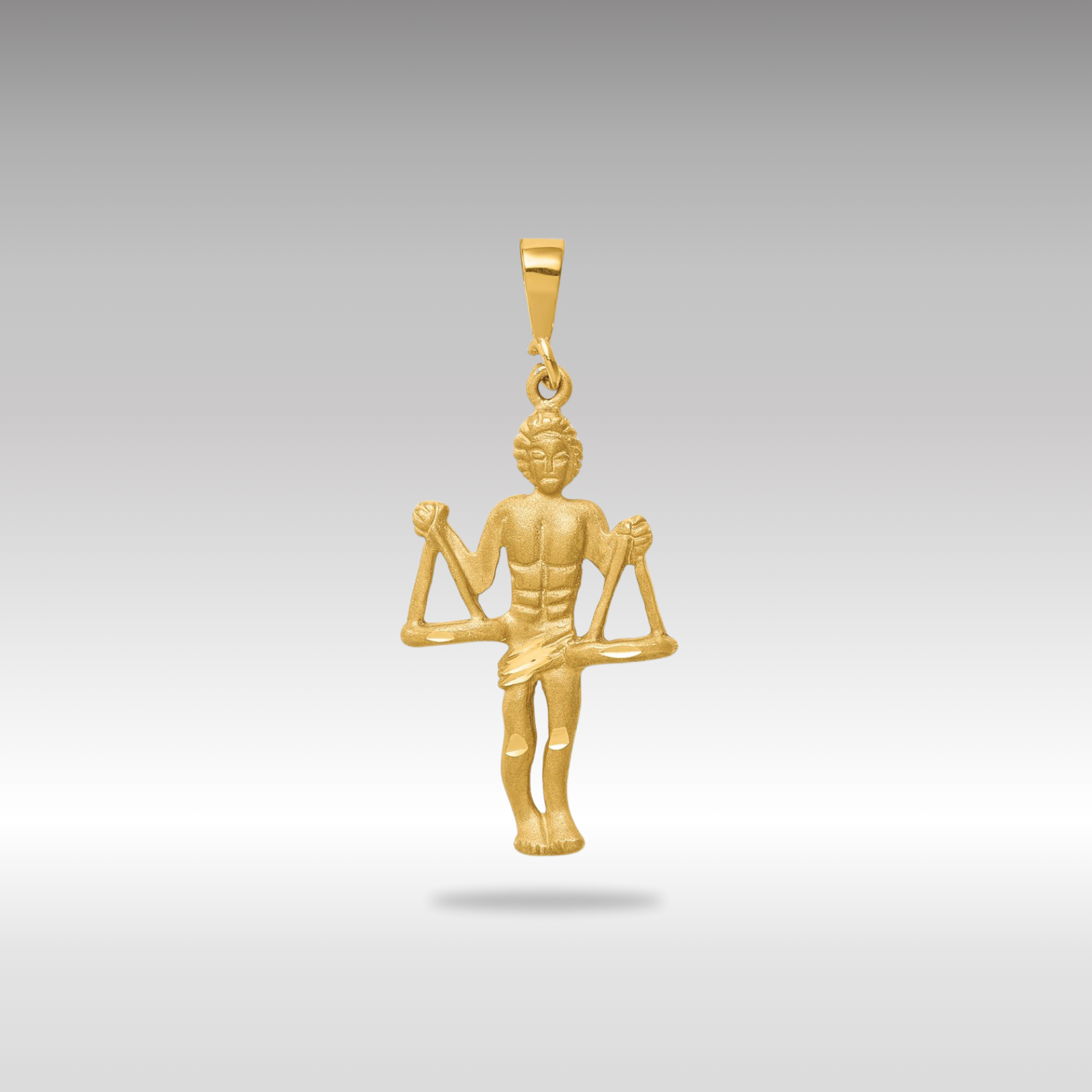 Gold Extra Large Satin Diamond-cut Libra Scales Zodiac Charm Model-C470 - Charlie & Co. Jewelry