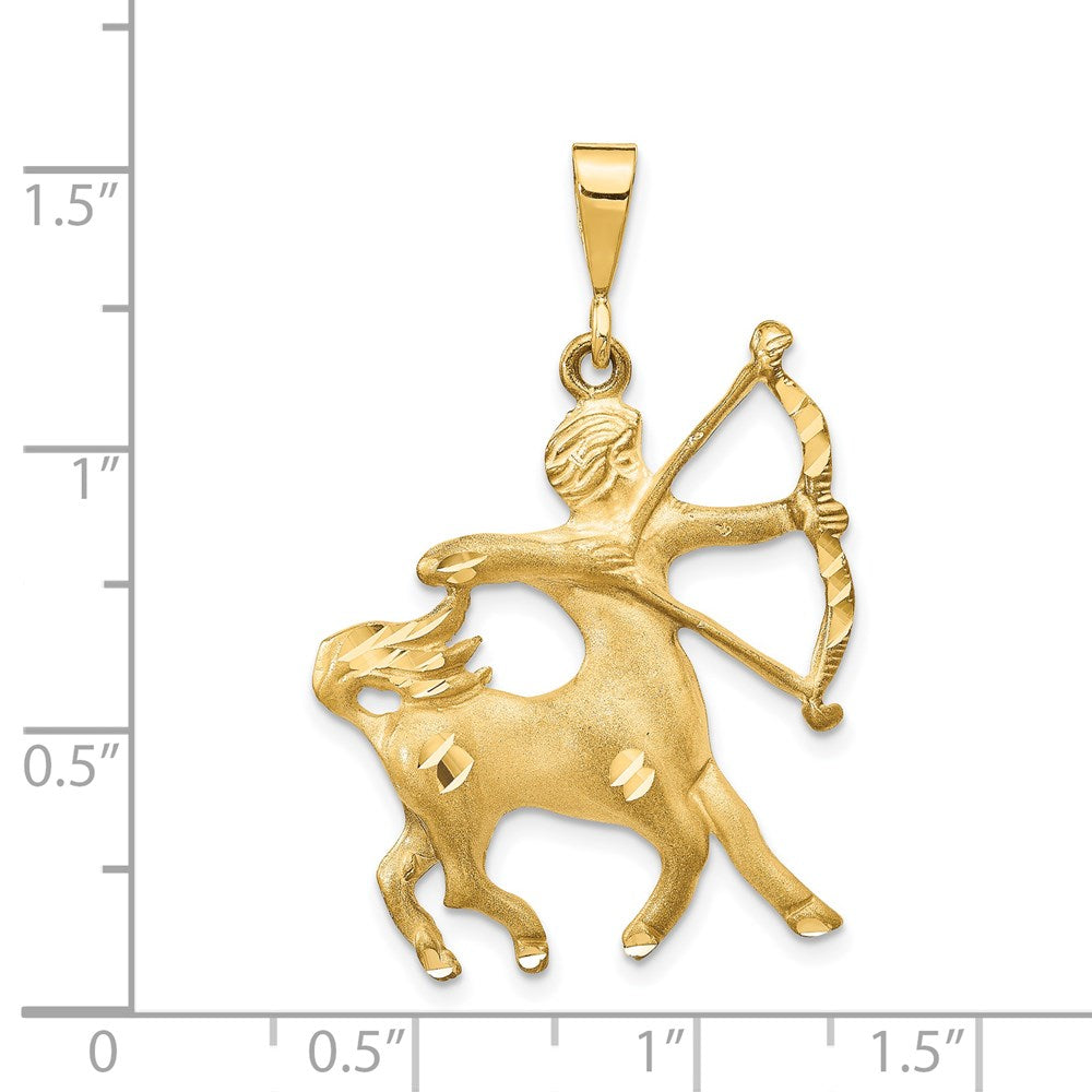 Gold Satin Diamond-cut Large Sagittarius Zodiac Charm Model-C472 - Charlie & Co. Jewelry