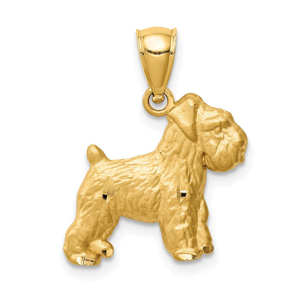 14k Gold Diamond-cut Mini Schnauzer Necklace Pendant - Charlie & Co. Jewelry