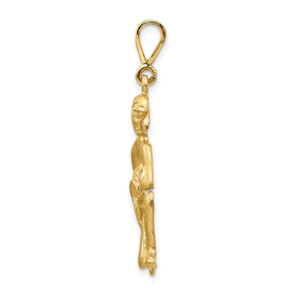 Gold Large Satin Diamond-cut Aquarius Zodiac Charm Model-C474 - Charlie & Co. Jewelry