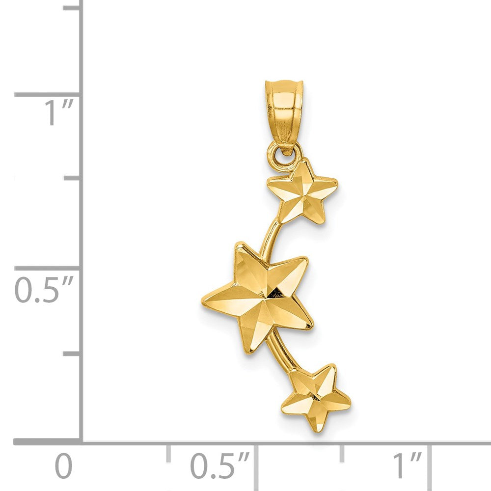 Gold Triple Star Necklace Pendant Model-C4755 - Charlie & Co. Jewelry