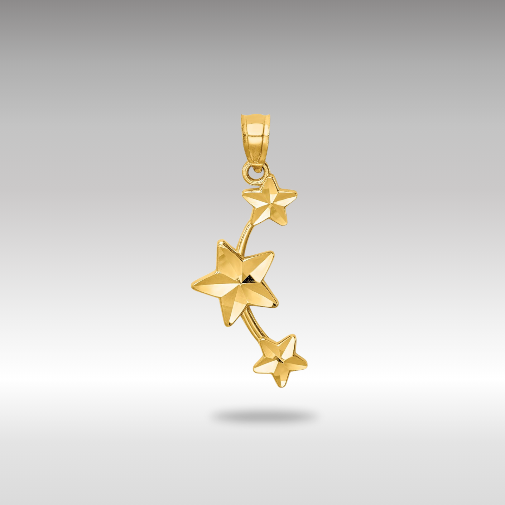 Gold Triple Star Necklace Pendant Model-C4755 - Charlie & Co. Jewelry