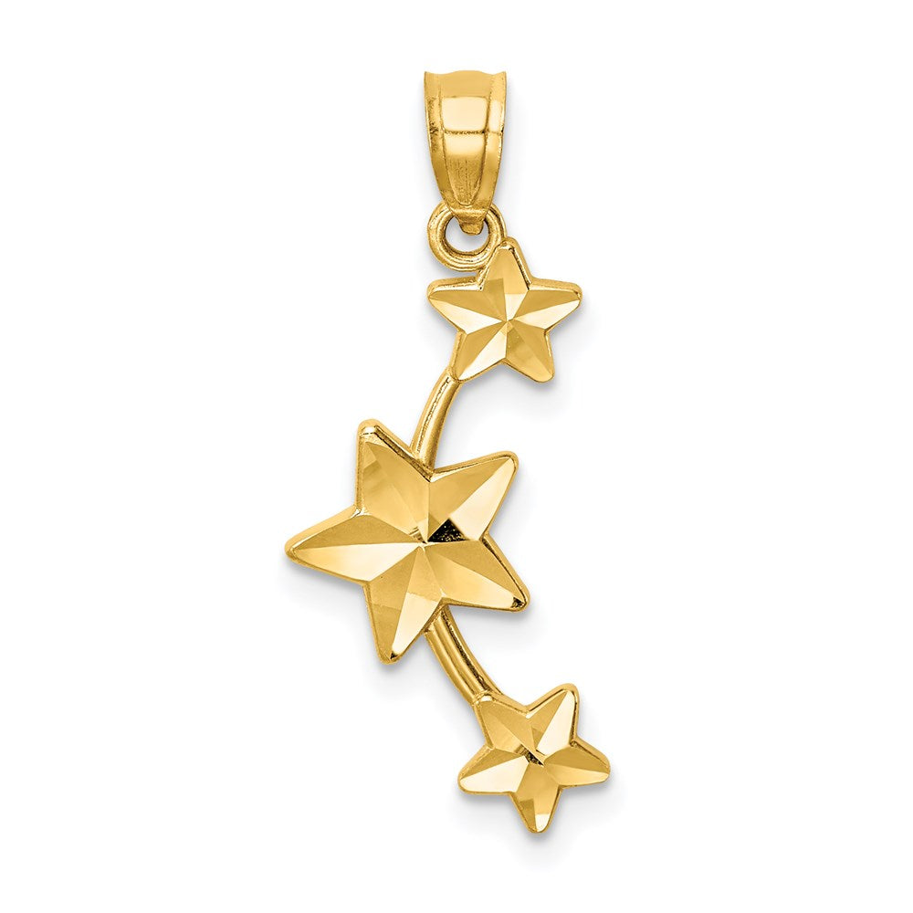 Gold Triple Star Necklace Pendant Model-C4755 - Charlie & Co. Jewelry
