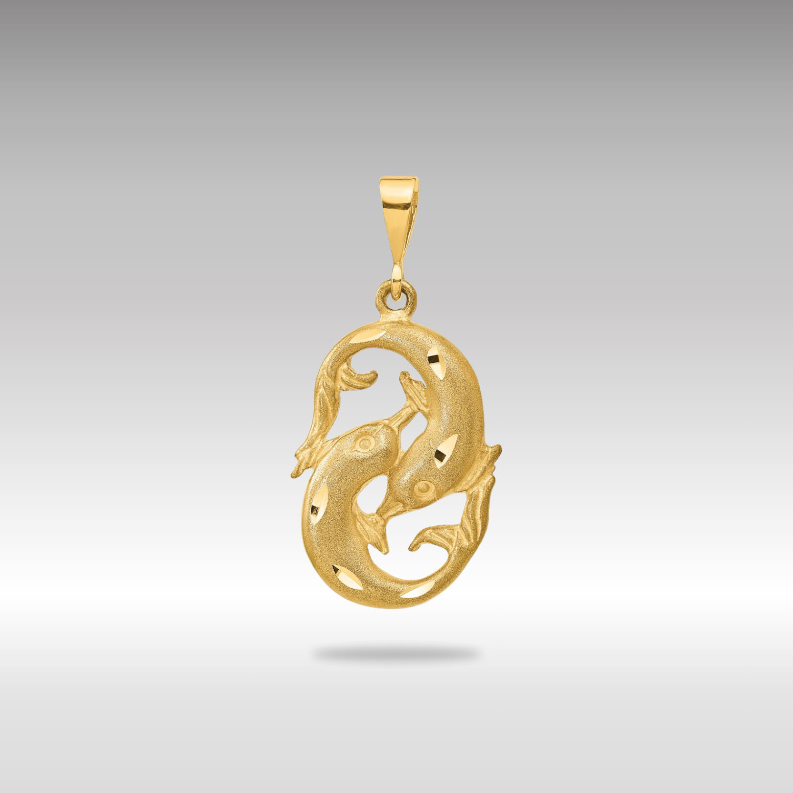 Gold large Satin Diamond-cut Pisces Zodiac Charm Model-C475 - Charlie & Co. Jewelry