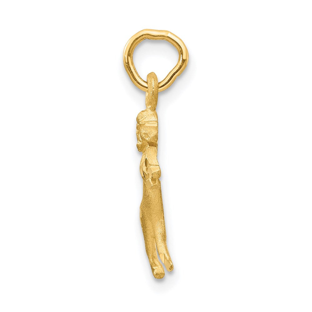 Gold Satin Diamond-cut Aries Ram Small Zodiac Charm Necklace Model-C476 - Charlie & Co. Jewelry