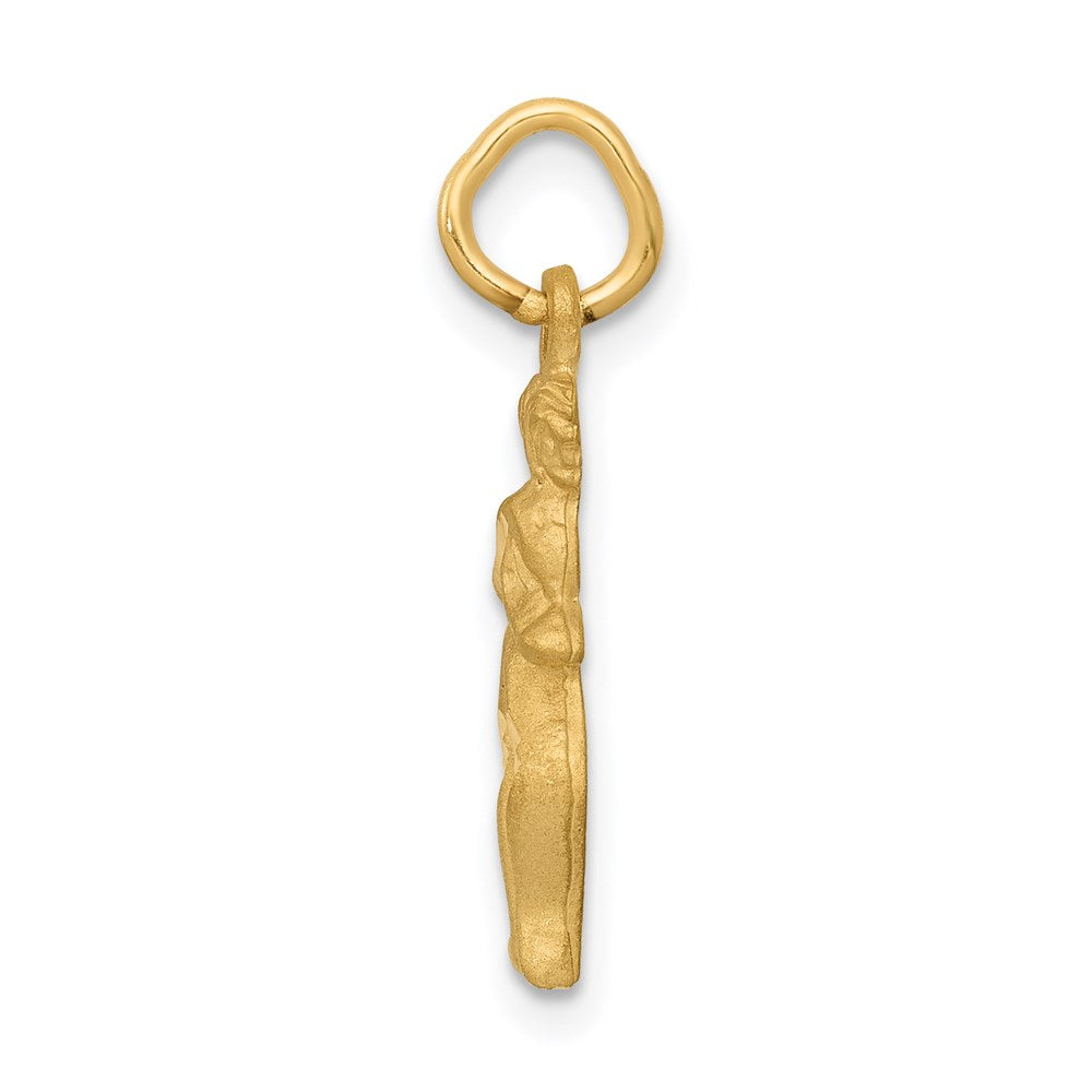 Gold Small Satin Diamond-cut Gemini Twin Zodiac Charm Model-C478 - Charlie & Co. Jewelry