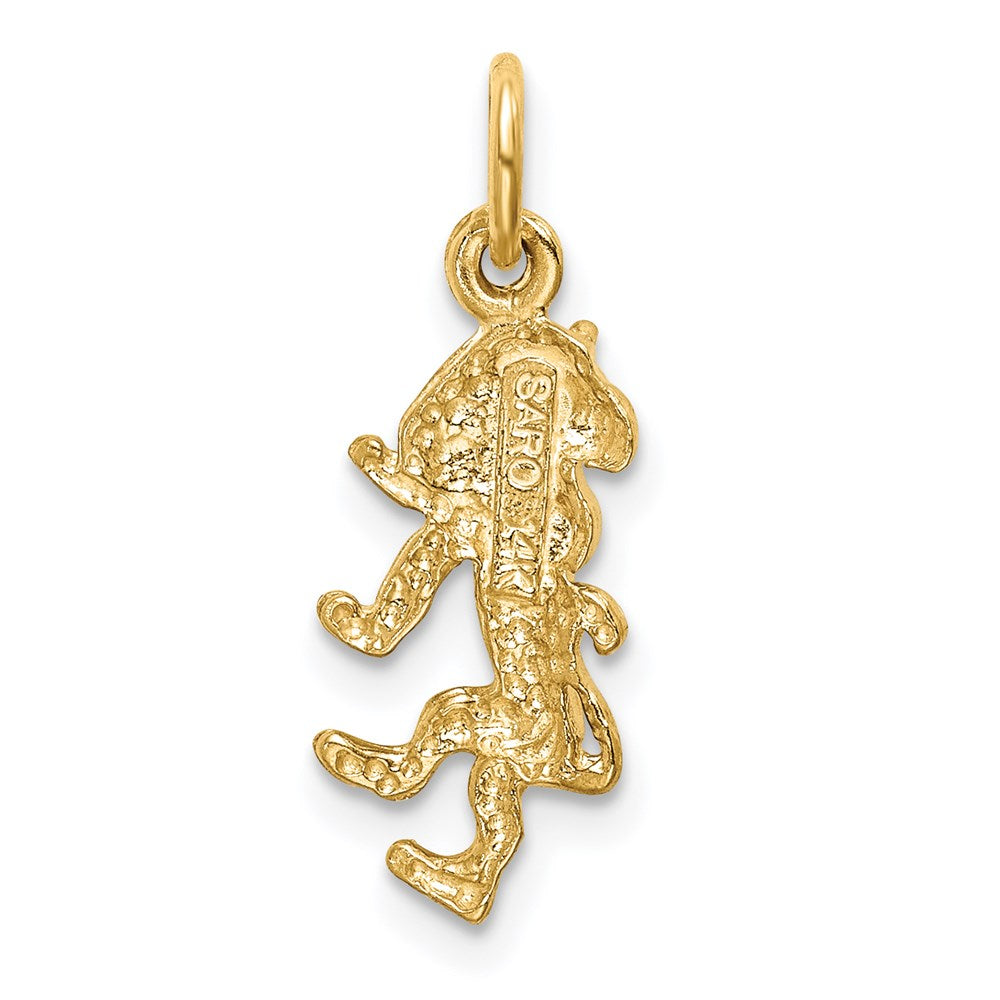 Gold Satin Diamond-cut Leo Lion Zodiac Charm Necklace Model-C480 - Charlie & Co. Jewelry