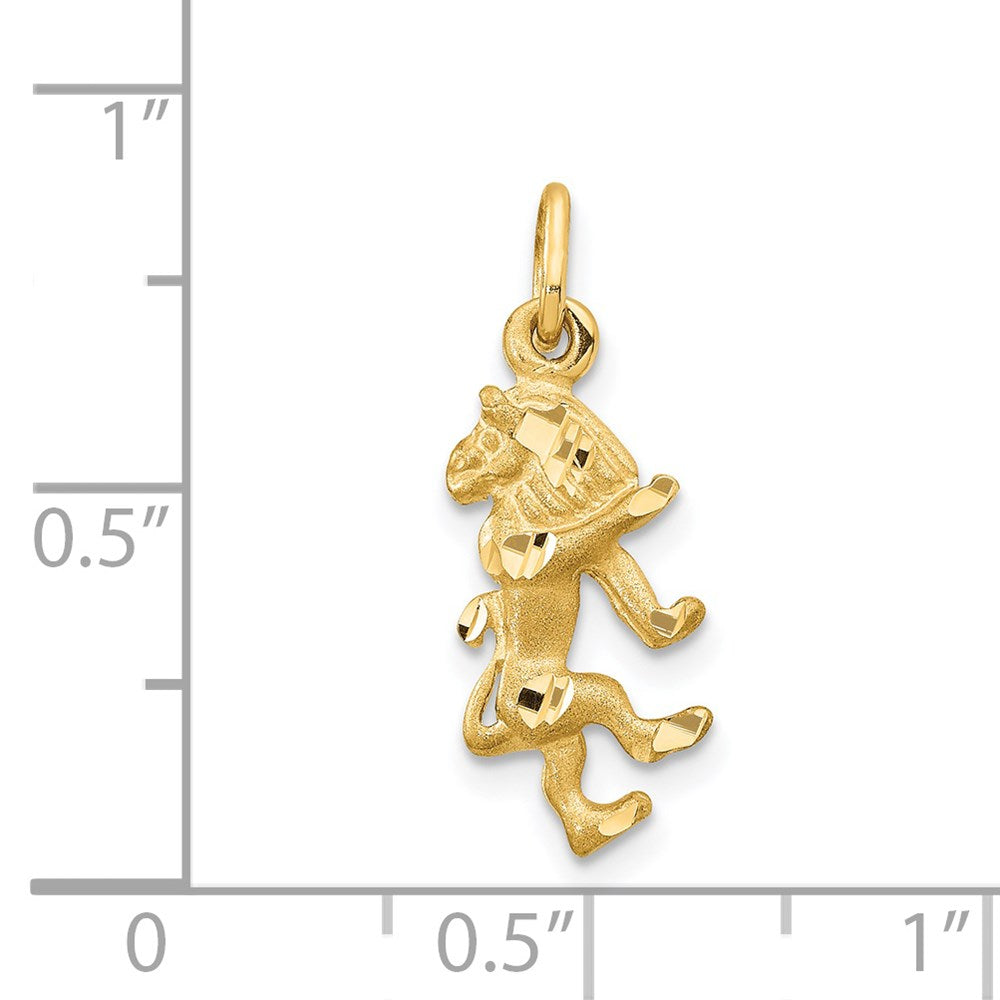 Gold Satin Diamond-cut Leo Lion Zodiac Charm Necklace Model-C480 - Charlie & Co. Jewelry