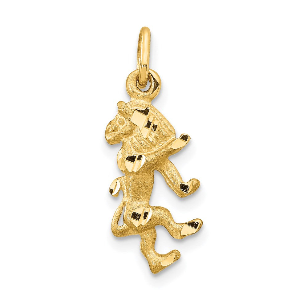 Gold Satin Diamond-cut Leo Lion Zodiac Charm Necklace Model-C480 - Charlie & Co. Jewelry