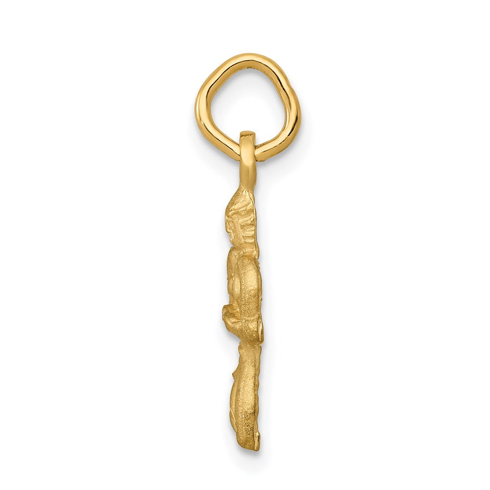 Gold Satin Diamond-cut Virgo Small Zodiac Charm Necklace Model-C481 - Charlie & Co. Jewelry