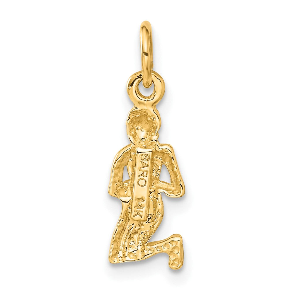 Gold Satin Diamond-cut Virgo Small Zodiac Charm Necklace Model-C481 - Charlie & Co. Jewelry