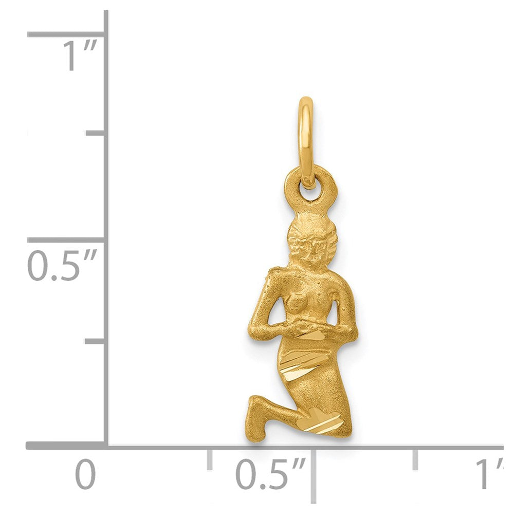 Gold Satin Diamond-cut Virgo Small Zodiac Charm Necklace Model-C481 - Charlie & Co. Jewelry