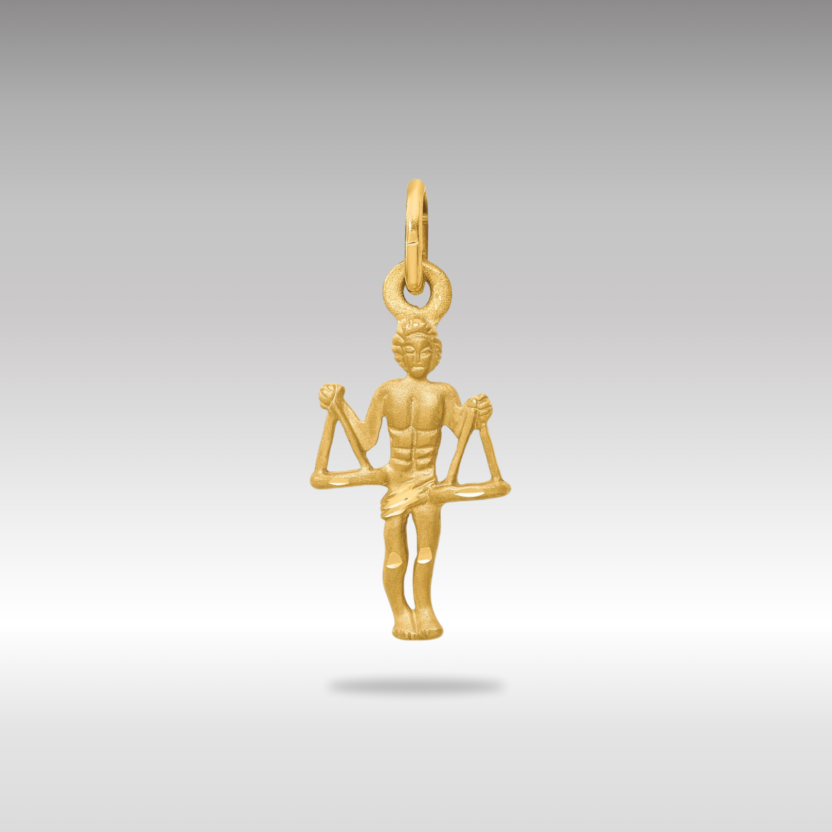 Gold Satin Diamond-cut Small Libra Zodiac Charm Model-C482 - Charlie & Co. Jewelry