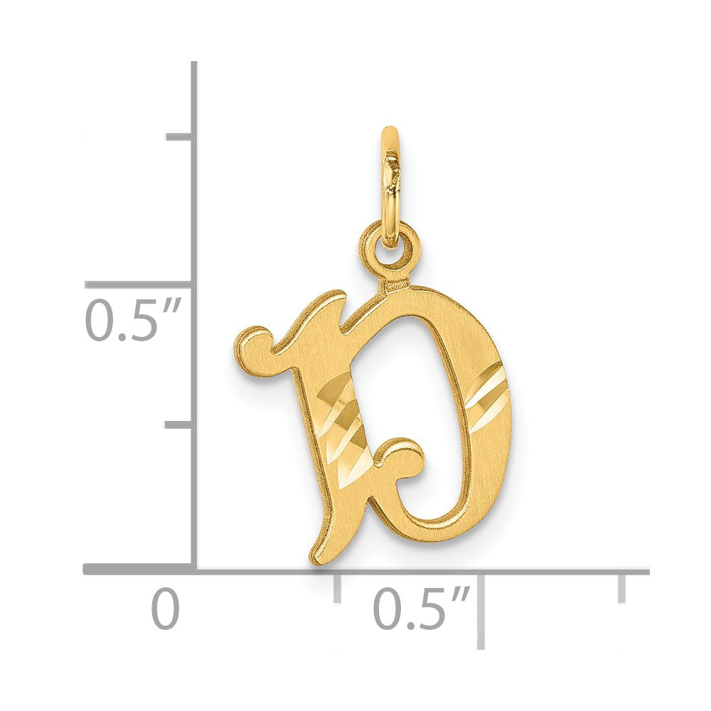 14K Gold Elegant Letter 'D' Charm - Charlie & Co. Jewelry