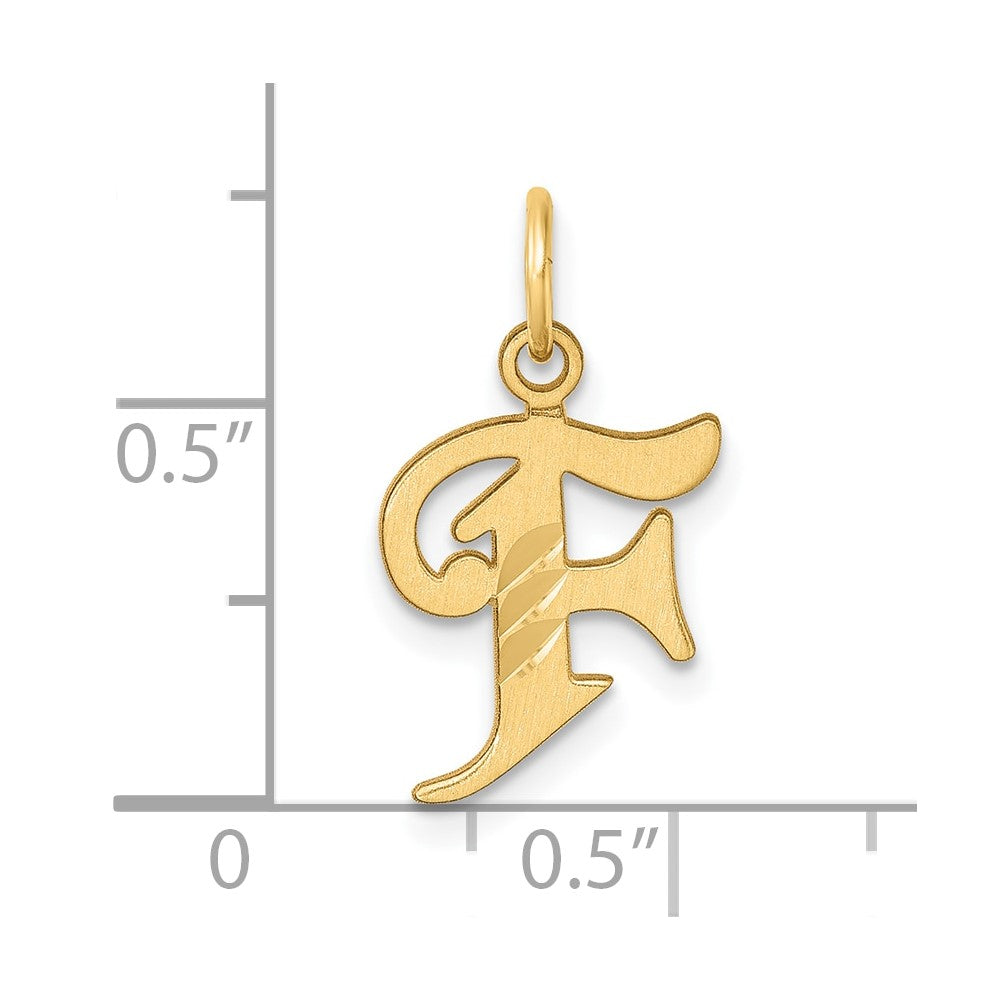 14K Gold Elegant Letter 'F' Charm - Charlie & Co. Jewelry