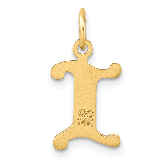 14K Gold Elegant Letter 'I' Charm - Charlie & Co. Jewelry