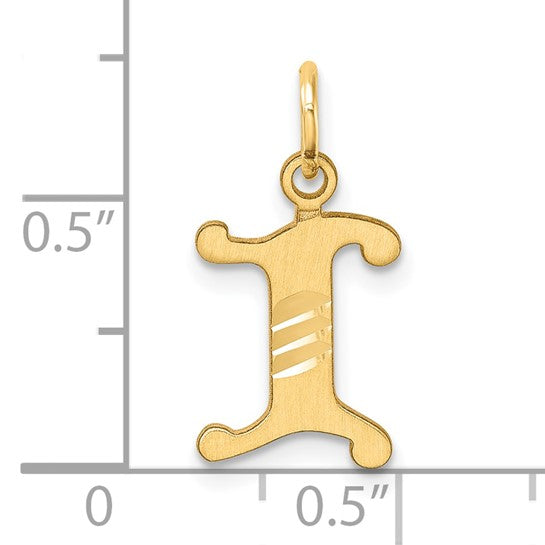 14K Gold Elegant Letter 'I' Charm - Charlie & Co. Jewelry