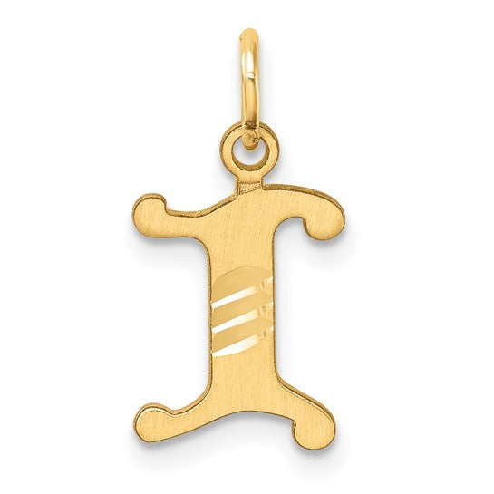 14K Gold Elegant Letter 'I' Charm - Charlie & Co. Jewelry