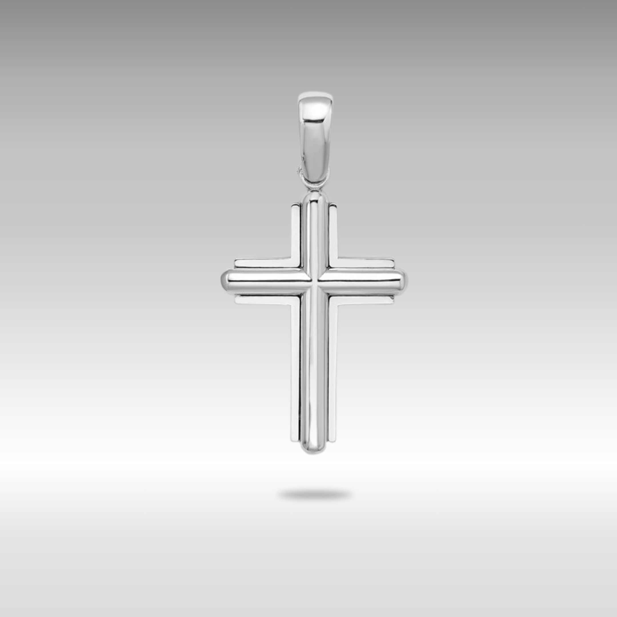 14K White Gold Beveled Latin Cross Pendant - Model K9723W - Charlie & Co. Jewelry