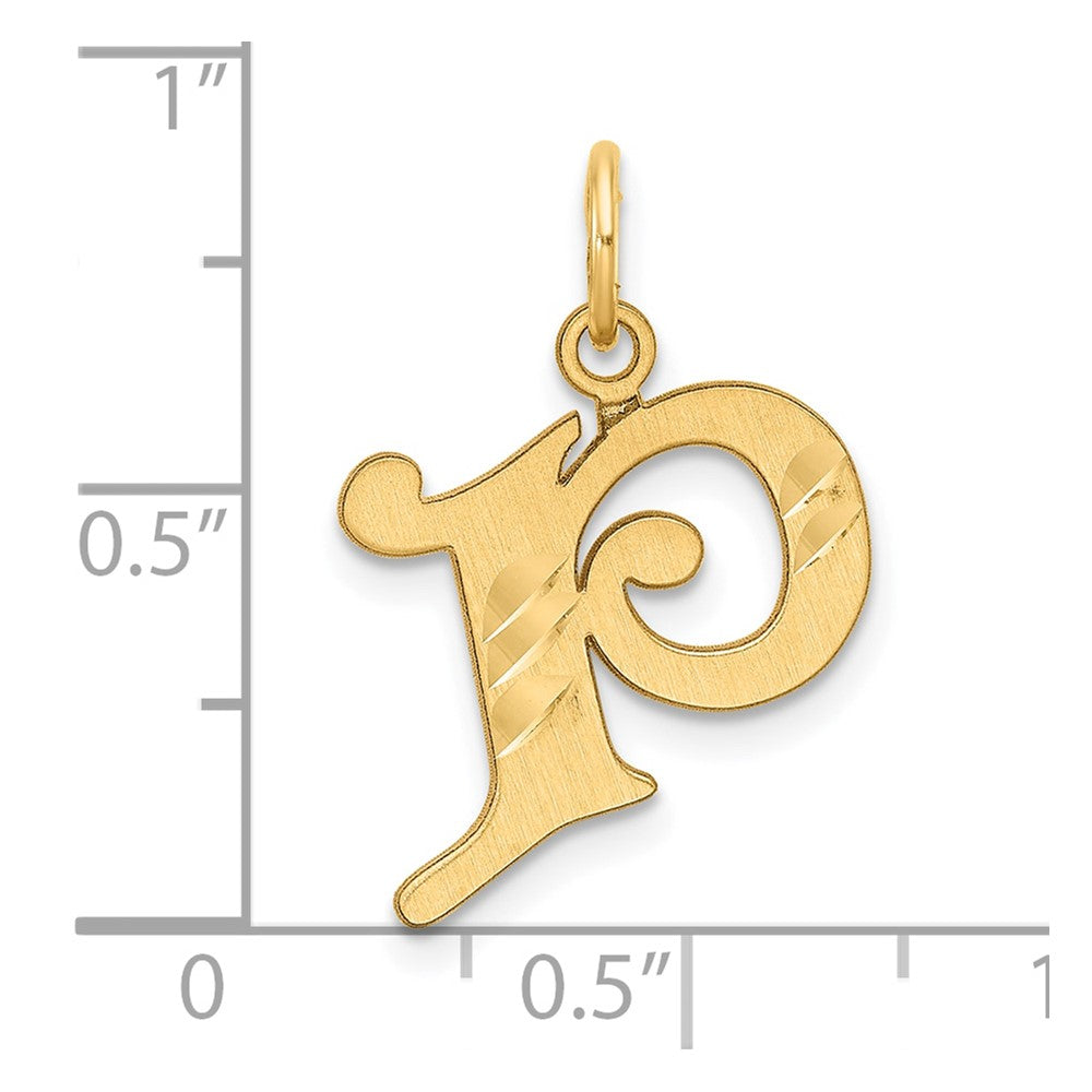 14K Gold Elegant Letter 'P' Charm - Charlie & Co. Jewelry