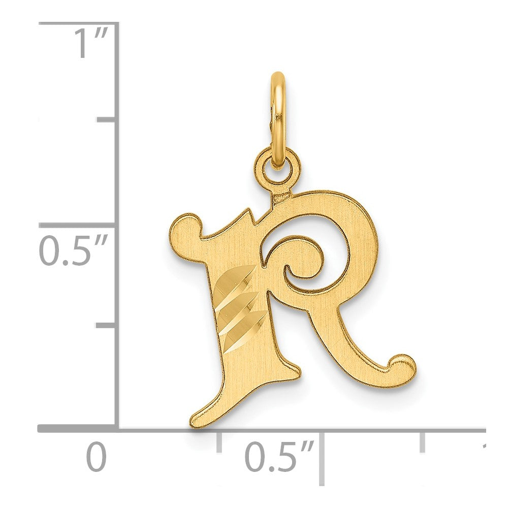 14K Gold Elegant Letter 'R' Charm - Charlie & Co. Jewelry