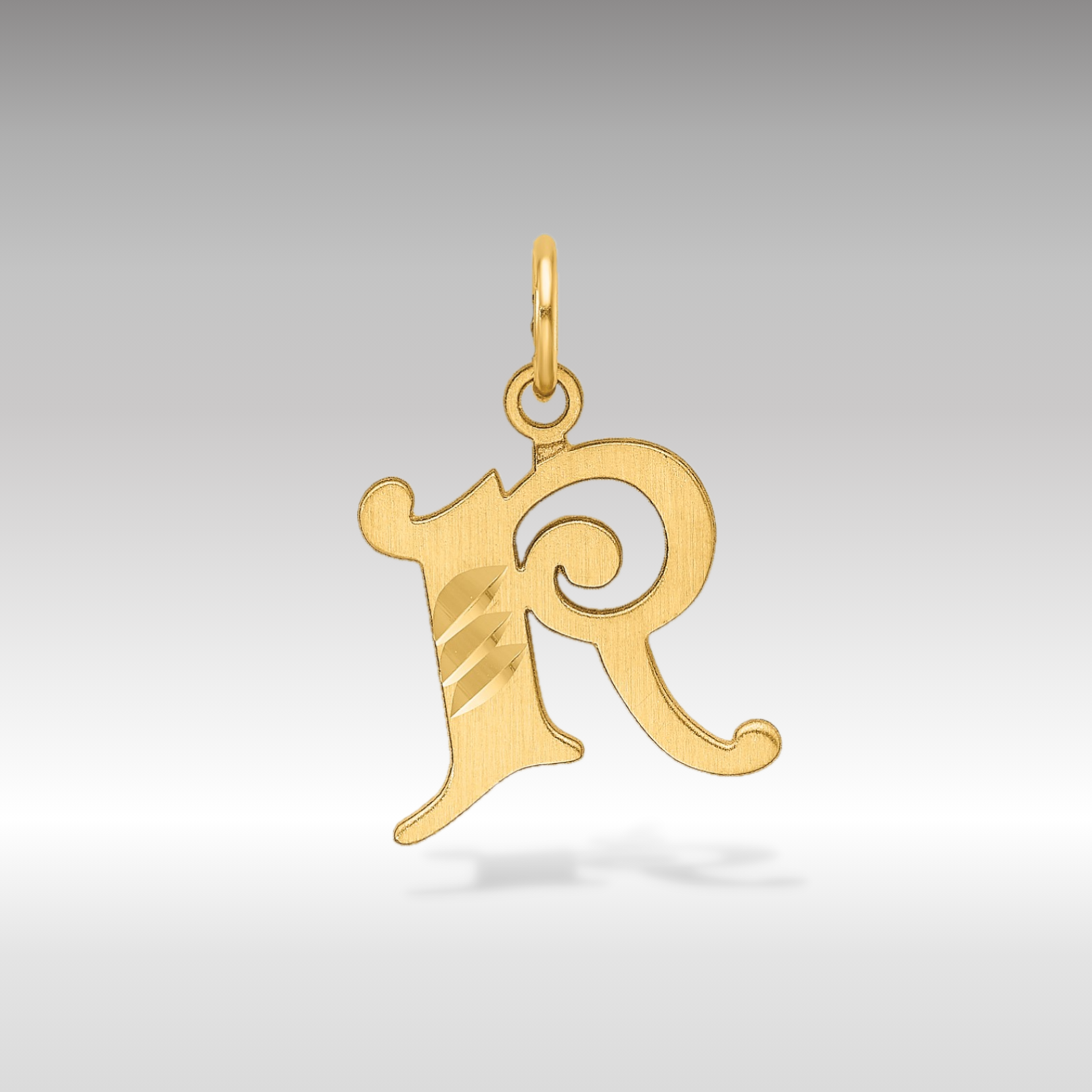 14K Gold Elegant Letter 'R' Charm - Charlie & Co. Jewelry