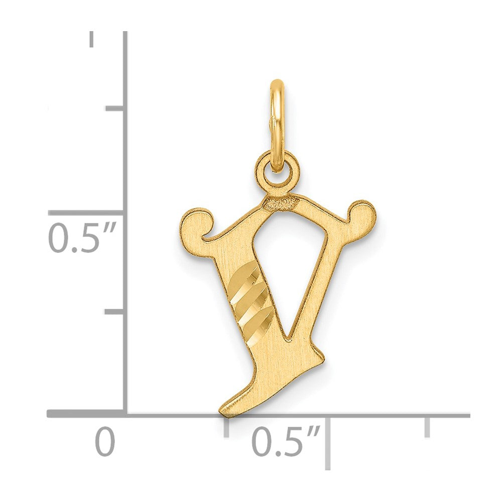14K Gold Elegant Letter 'V' Charm - Charlie & Co. Jewelry