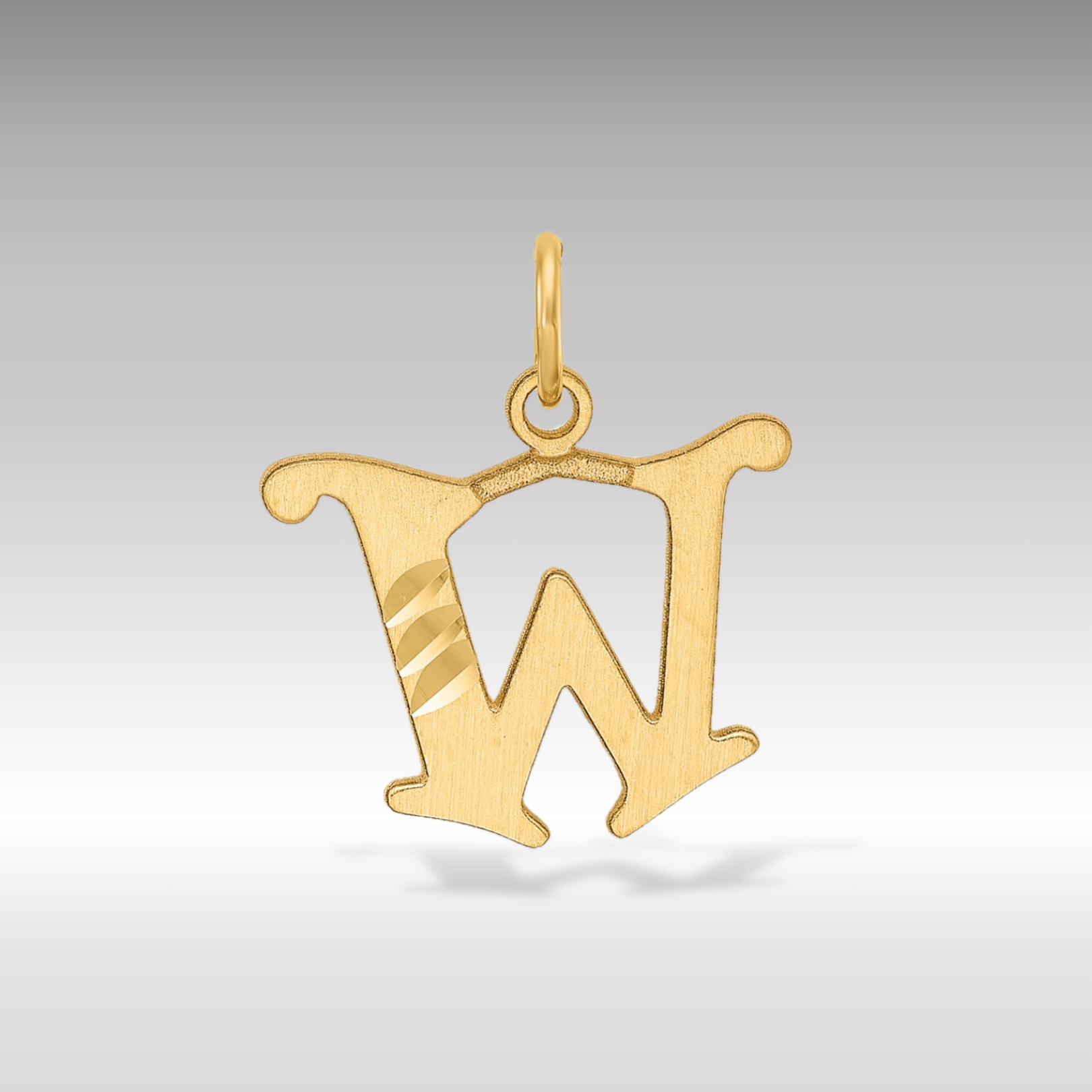 14K Gold Elegant Letter 'W' Charm - Charlie & Co. Jewelry