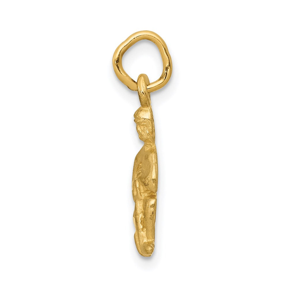 Gold Satin Diamond-cut Aquarius Small Zodiac Charm Necklace Model-C486 - Charlie & Co. Jewelry