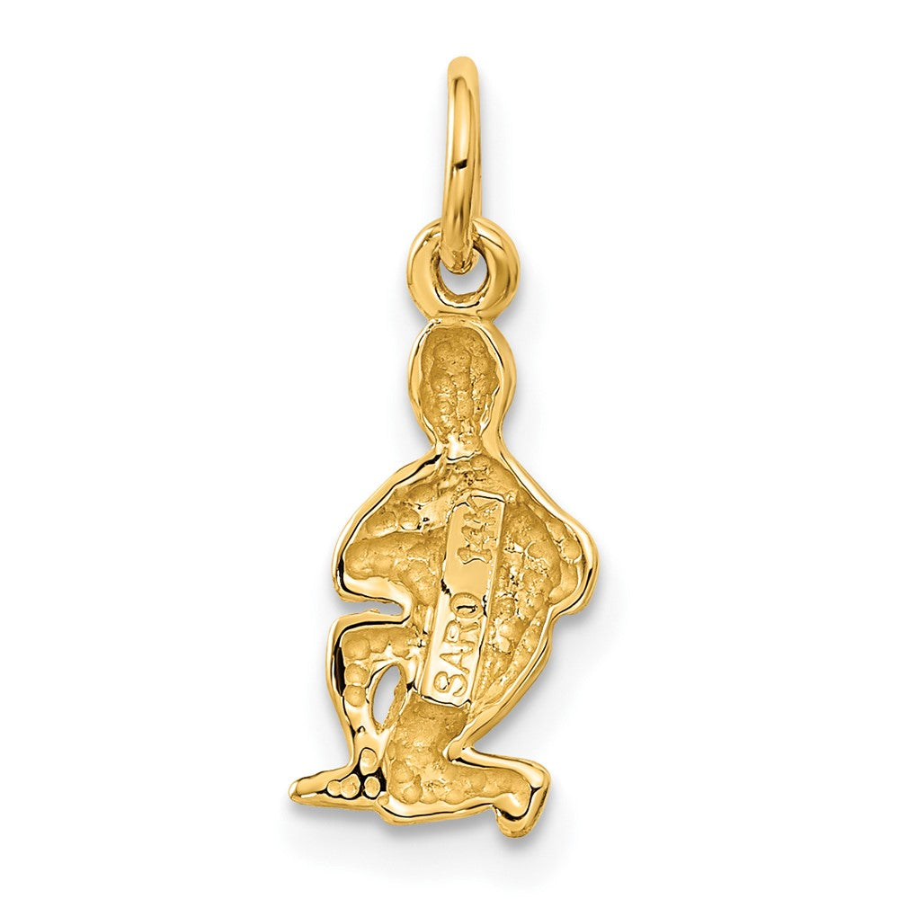 Gold Satin Diamond-cut Aquarius Small Zodiac Charm Necklace Model-C486 - Charlie & Co. Jewelry