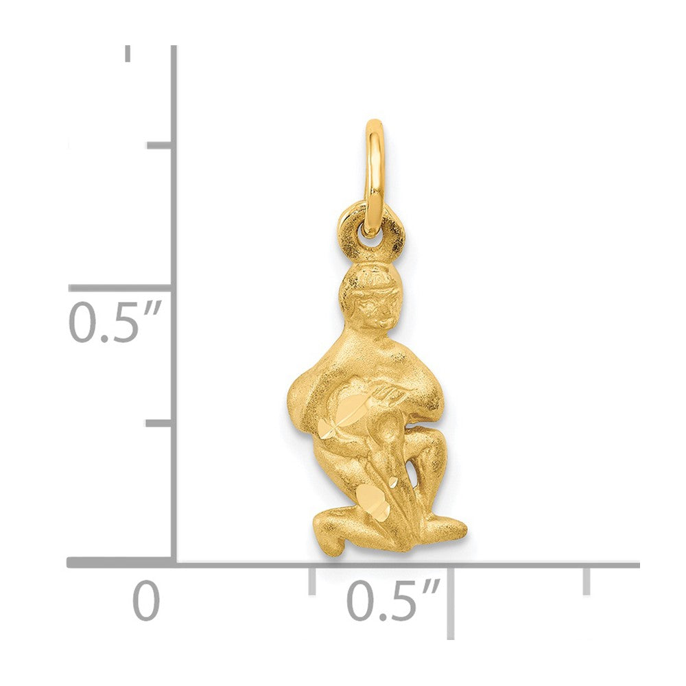 Gold Satin Diamond-cut Aquarius Small Zodiac Charm Necklace Model-C486 - Charlie & Co. Jewelry