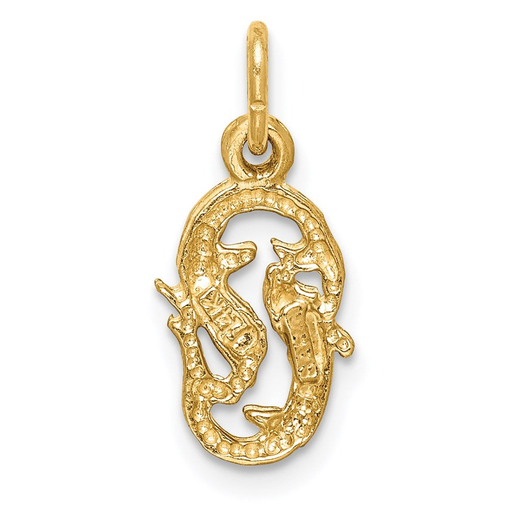 Gold Satin Diamond-cut Pisces Small Zodiac Charm Necklace Model-C487 - Charlie & Co. Jewelry