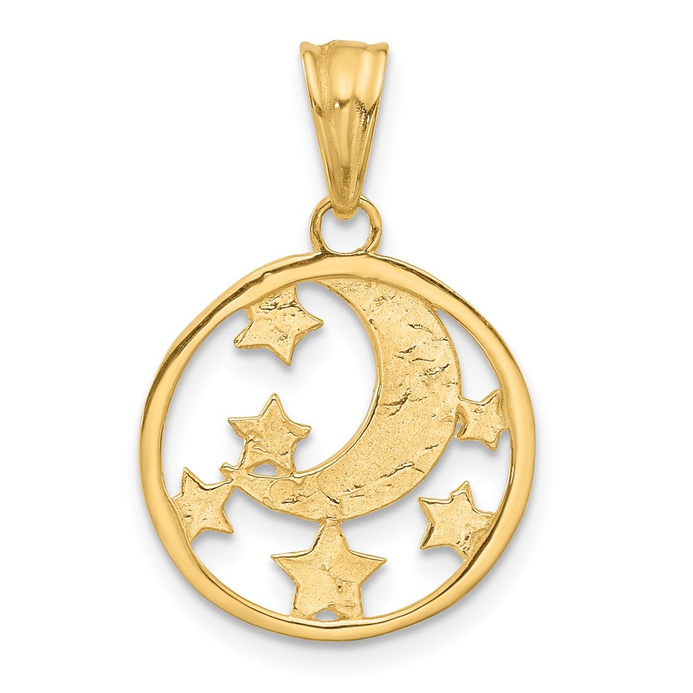 Gold Moon and Stars Necklace Pendant Model-C4883 - Charlie & Co. Jewelry