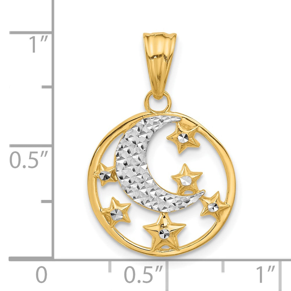 Gold Moon and Stars Necklace Pendant Model-C4883 - Charlie & Co. Jewelry