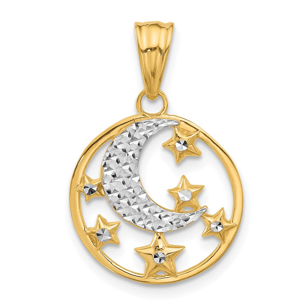 Gold Moon and Stars Necklace Pendant Model-C4883 - Charlie & Co. Jewelry