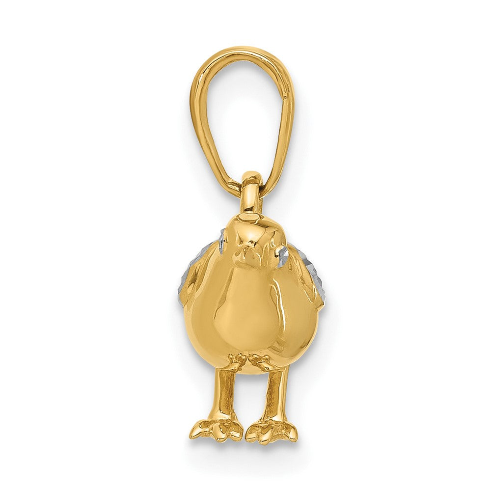 Yellow and White Gold Diamond Cut 3D Bird Pendant Necklace - Model C4898 - Charlie & Co. Jewelry