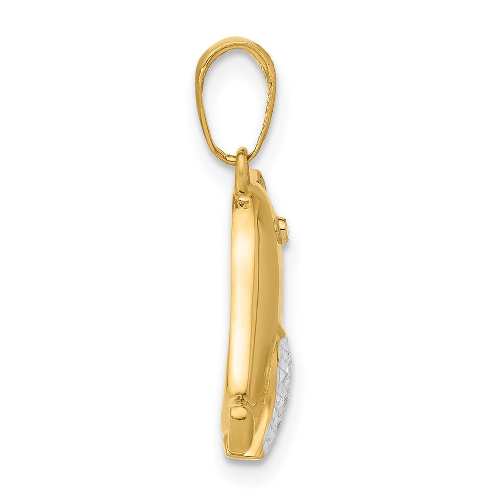 Yellow and White Gold Diamond Cut Bird Pendant Necklace - Model C4900 - Charlie & Co. Jewelry