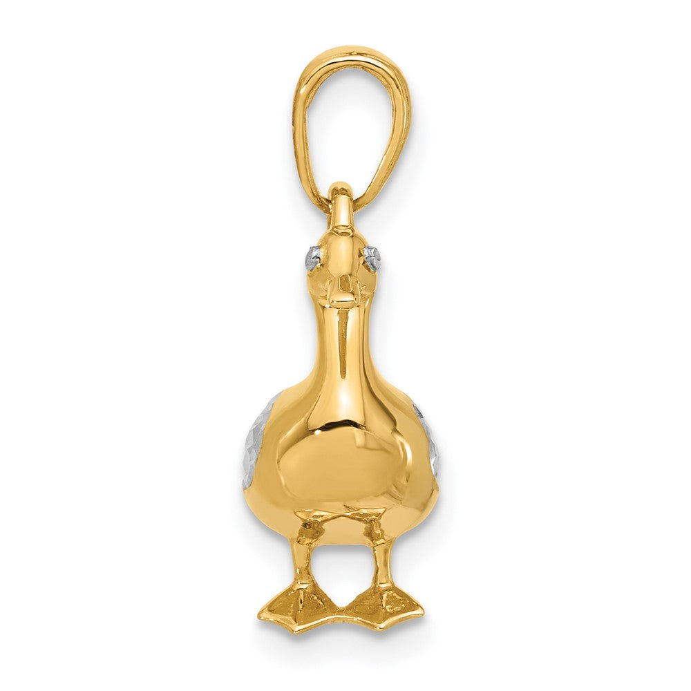 Yellow and White Gold Diamond Cut 3D Duck Pendant Necklace - Model C4901 - Charlie & Co. Jewelry
